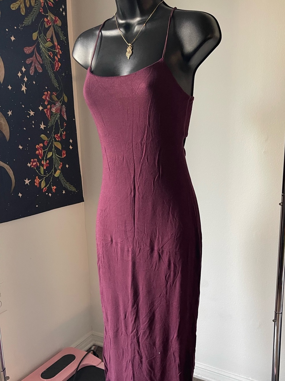 Fashion Nova Burgundy Slip Midi Dress